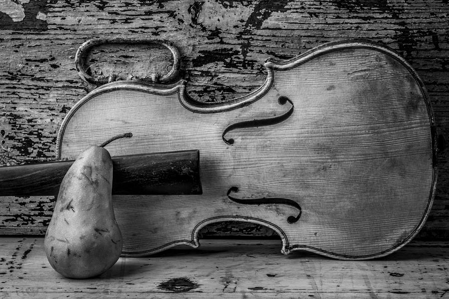 Pear Photograph - Violin With Pear by Garry Gay