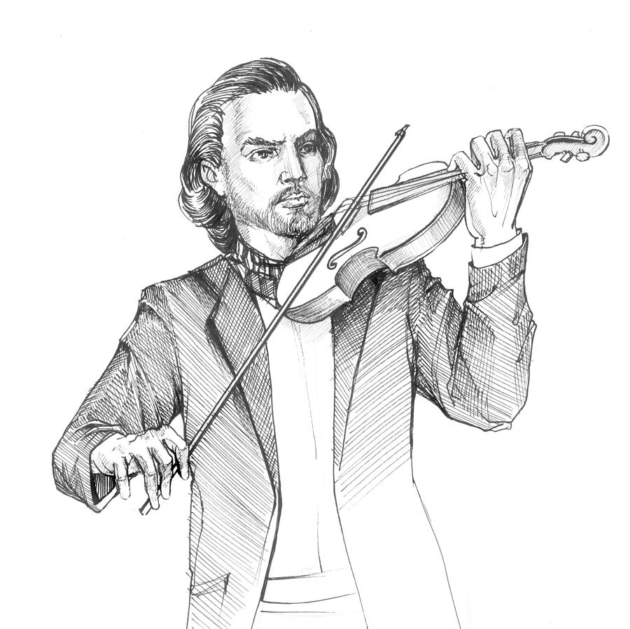 Violinist Drawing by Liuba Tereshko Fine Art America