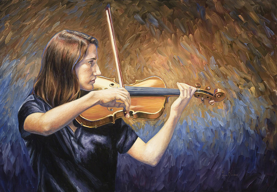Violinist Painting by Lucie Bilodeau