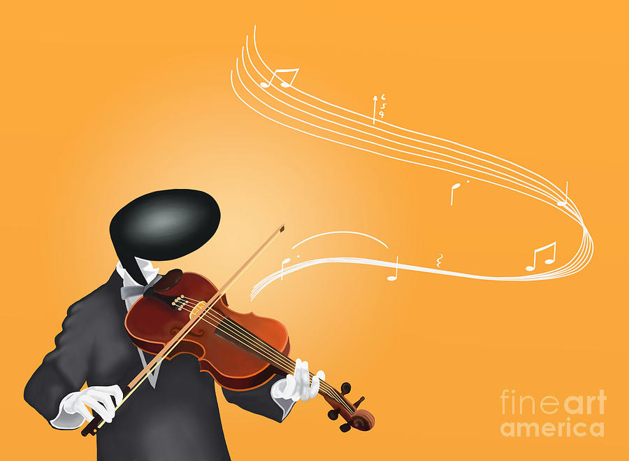 Violinist Man playing Violin with Musical Notes Drawing by Iam Nee - Fine  Art America