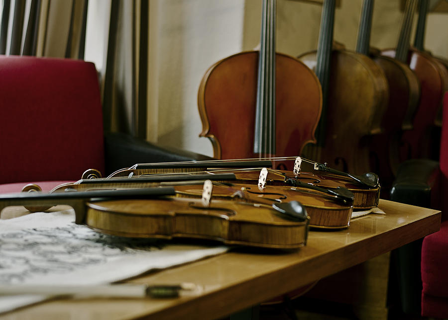 Music Photograph - Violins by Urte Berteskaite