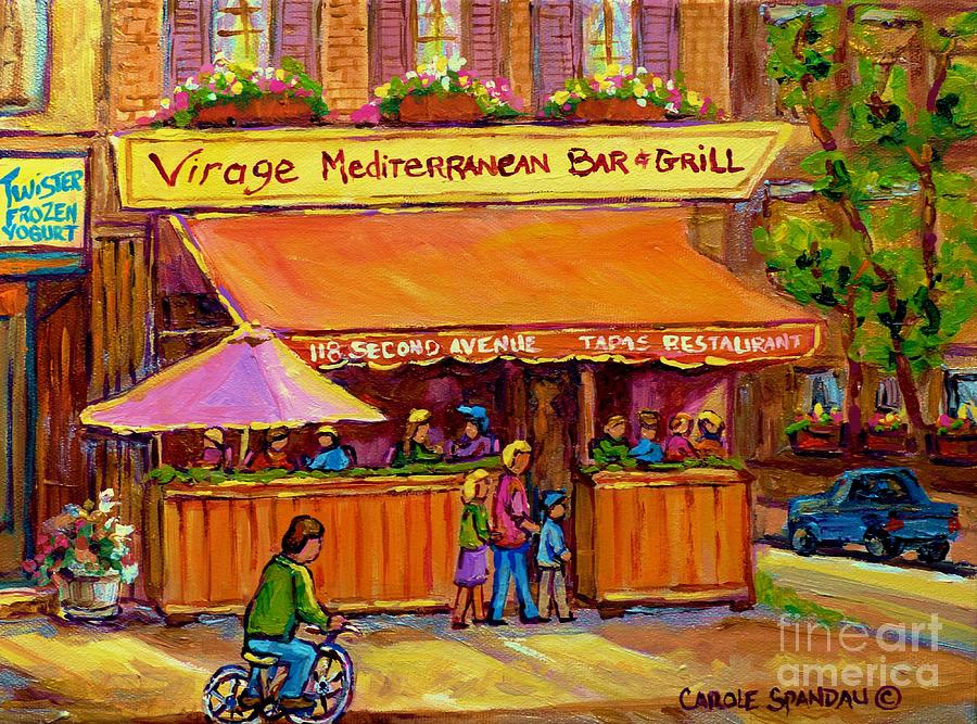 Virage Mediterranean Bar French Bistro East Village  2nd Ave New York Cafe Paintings Cityscenes  Painting by Carole Spandau