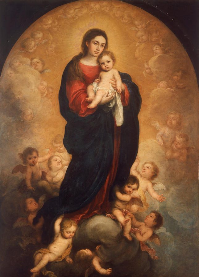 Bartolome Esteban Murillo Painting - Virgin and Child in Glory by Bartolome Esteban Murillo