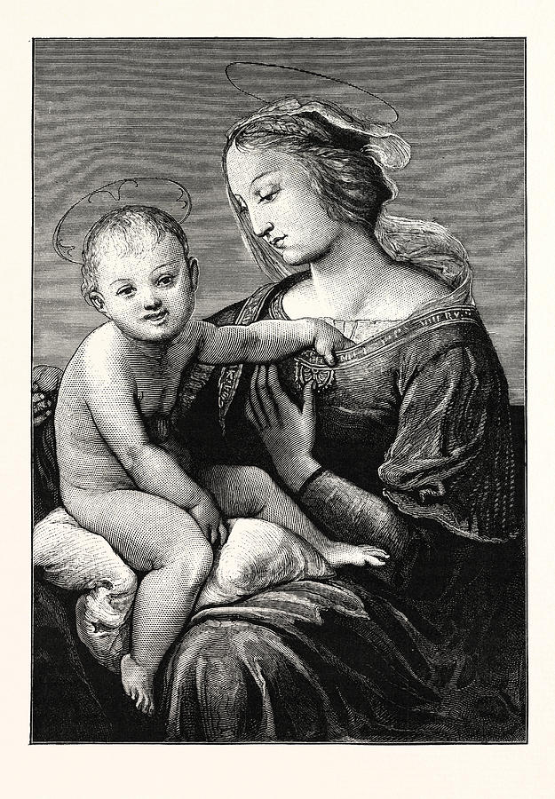 Virgin And Child Drawing by Raphael (raffaello Sanzio Of Urbino) (1483