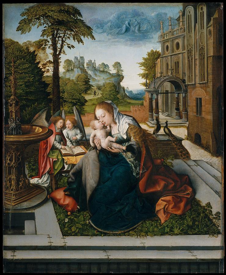 Bernard Van Orley Painting - Virgin And Child With Angels by Bernard van Orley