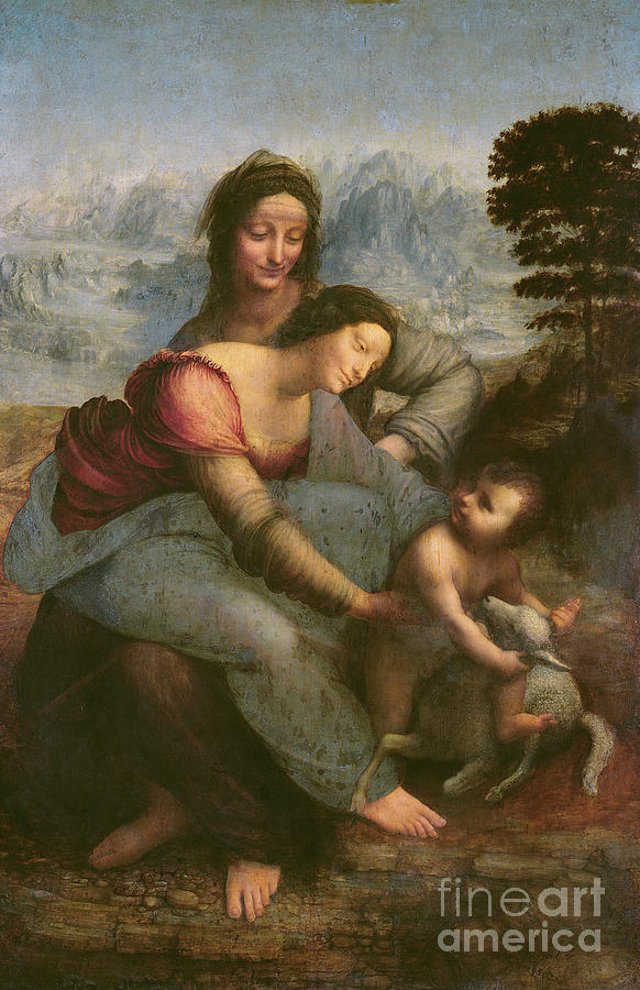Leonardo Da Vinci Painting - Virgin and Child with Saint Anne by Leonardo Da Vinci