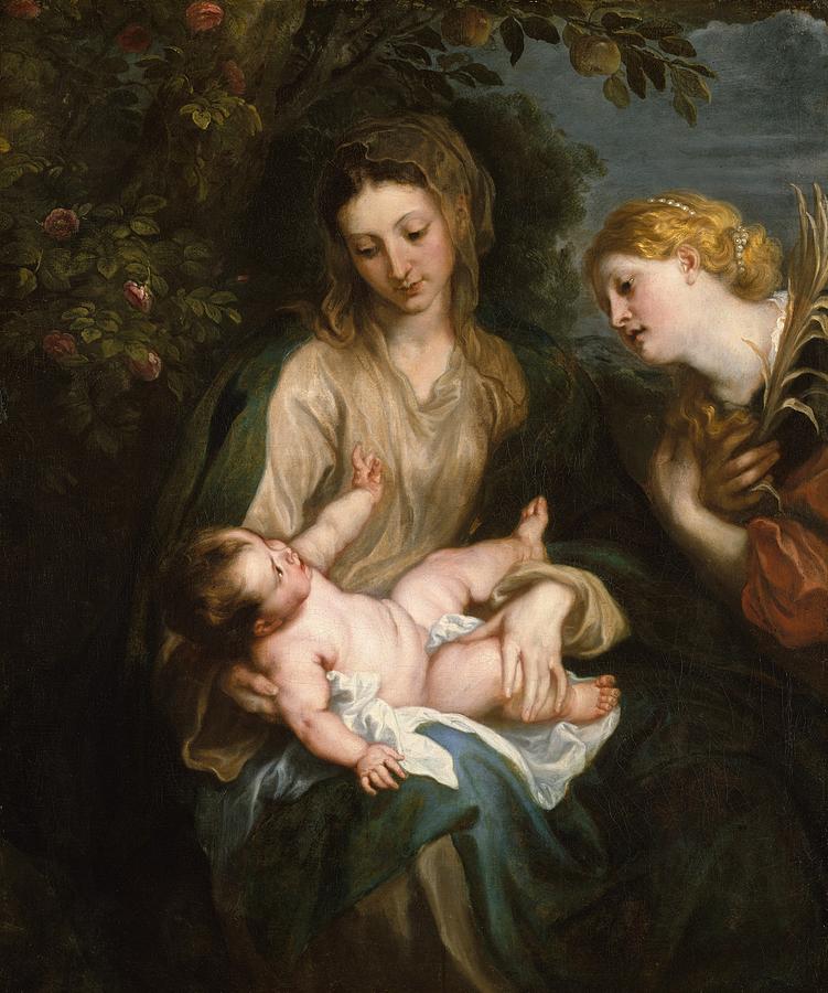 Virgin and Child with Saint Catherine of Alexandria Painting by Anthony van Dyck