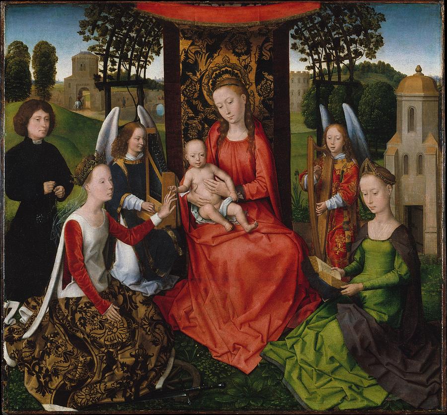 Virgin And Child With Saints Catherine Painting by Hans Memling | Fine ...