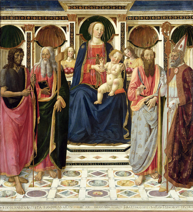 Virgin and Child with John the Baptist, Andrew, Bartholomew and Zenobius, 1478 Painting by Cosimo Rosselli
