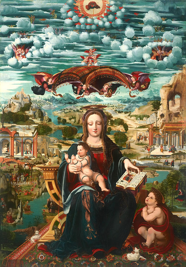 Vintage Painting - Virgin and Child with the Infant Saint John by Mountain Dreams
