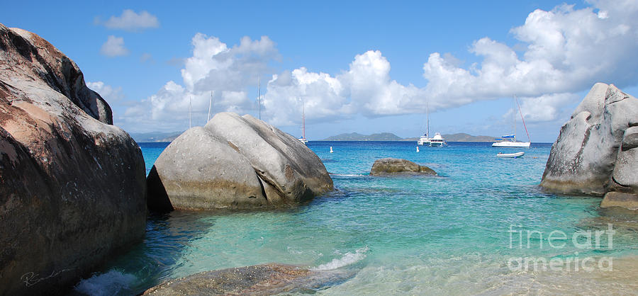 Virgin Islands the Baths with Boats Photograph by Robyn Saunders