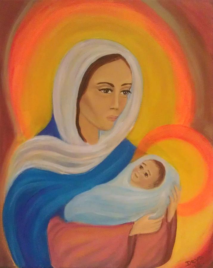 Virgin Mary and Baby Jeus Painting by Deyanira Harris - Fine Art America