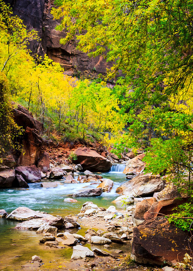 Virgin River Babbles in Fall Photograph by Silken Photography - Pixels