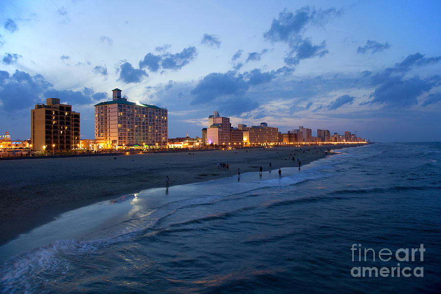 Virginia Beach oceanfront at dusk Photograph by Bill Cobb | Pixels