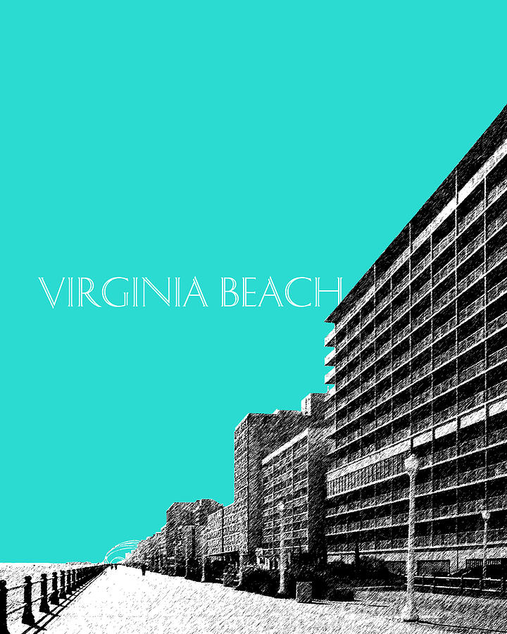 Virginia Beach Skyline Boardwalk  - Aqua Digital Art by DB Artist