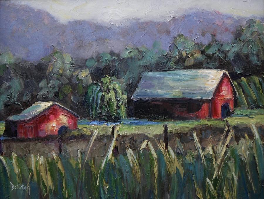 Virginia Creeper Trail Farm Painting by Donna Tuten