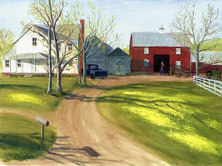 Virginia Farm Countryside Spring Painting by G Linsenmayer