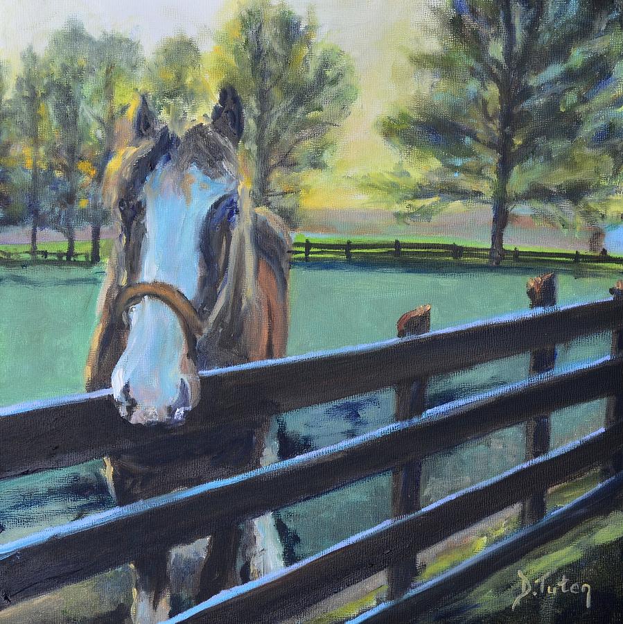 Horse Painting - Virginia Horse Farm Morning by Donna Tuten