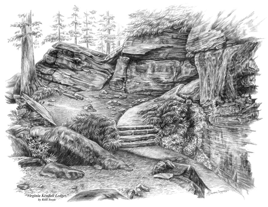 Virginia Kendall Ledges - Cuyahoga Valley National Park Drawing by Kelli Swan