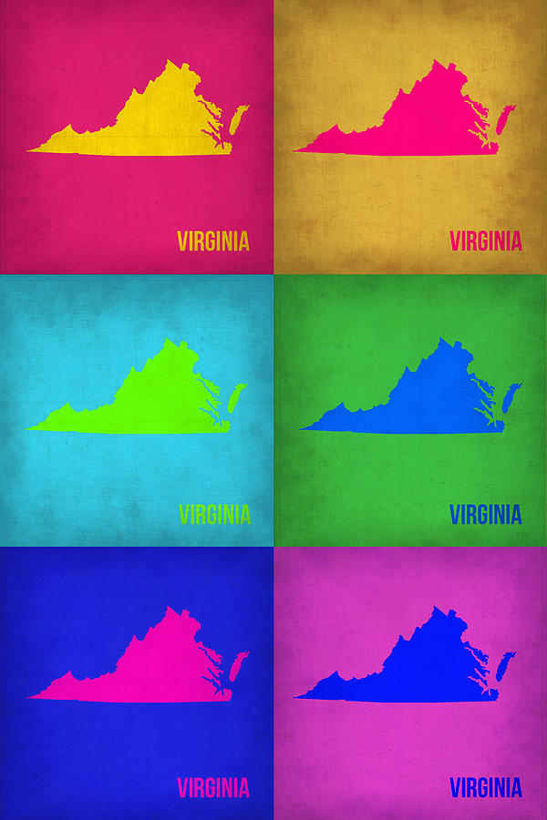 Virginia Map Painting - Virginia Pop Art Map 1 by Naxart Studio