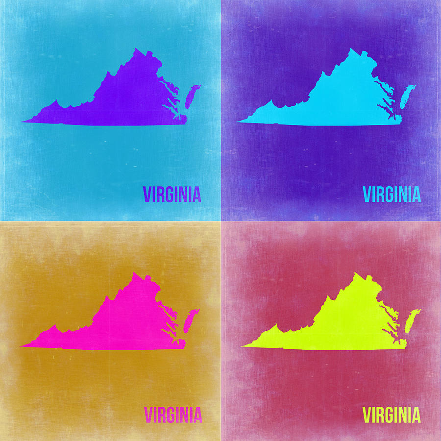 Virginia Map Painting - Virginia Pop Art Map 2 by Naxart Studio