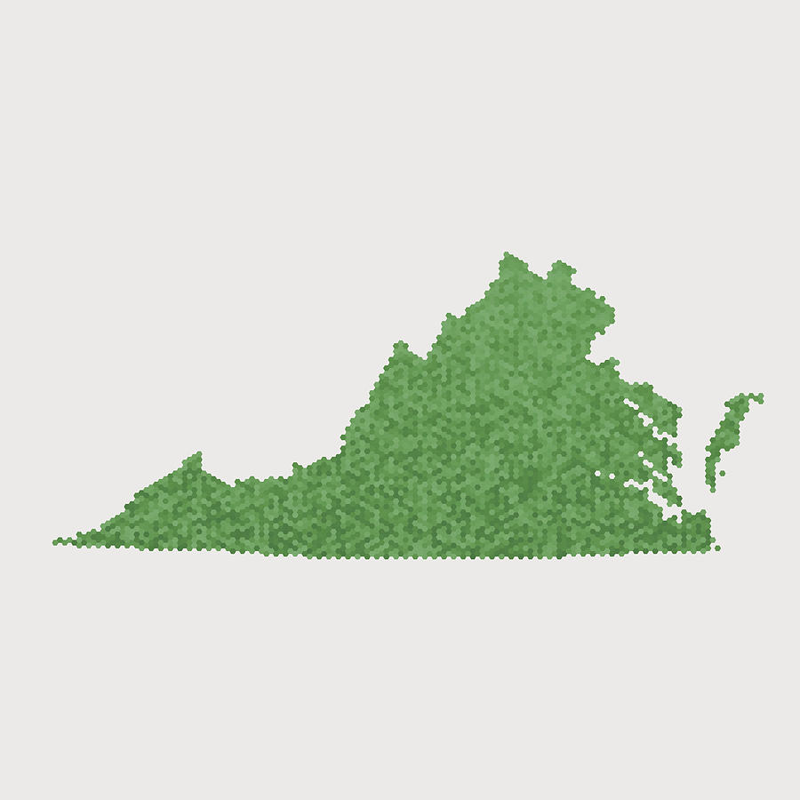 Virginia State Map Green Hexagon Pattern Drawing by FrankRamspott