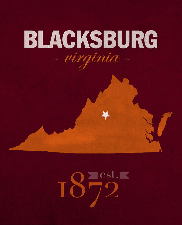 Map Mixed Media - Virginia Tech University Hokies Blacksburg College Town State Map Poster Series No 120 by Design Turnpike