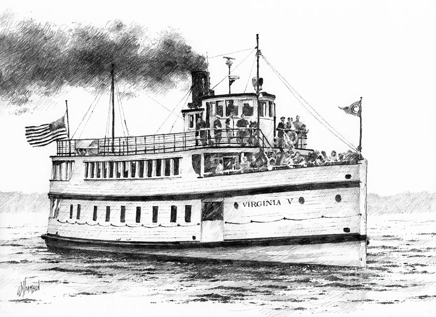 Boat Drawing - VIRGINIA V Steamship by James Williamson