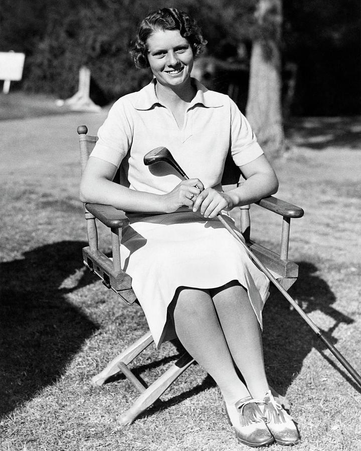 Virginia Van Wie Holding A Golf Club Photograph by Acme