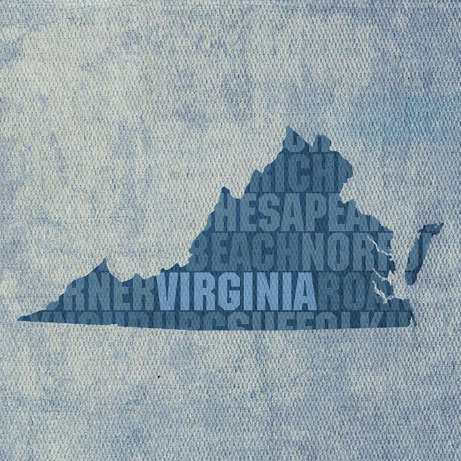 Virginia Word Art State Map on Canvas Mixed Media by Design Turnpike