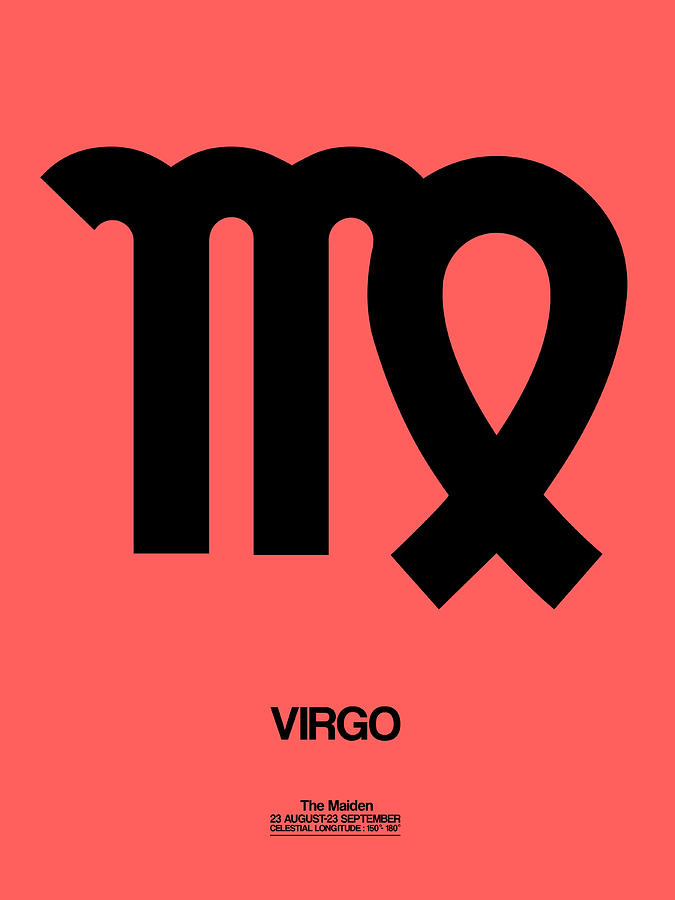 Virgo Digital Art - Virgo Zodiac Sign Black by Naxart Studio