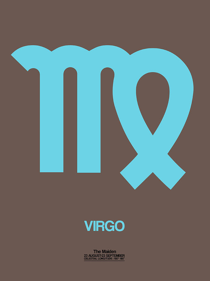 Virgo Digital Art - Virgo Zodiac Sign Blue by Naxart Studio