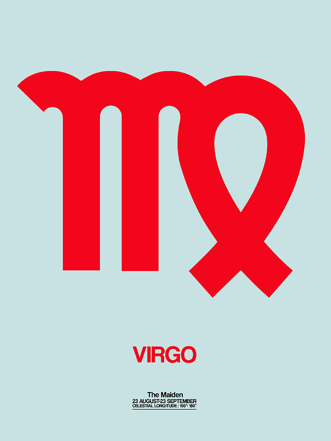 Virgo Digital Art - Virgo Zodiac Sign Red by Naxart Studio