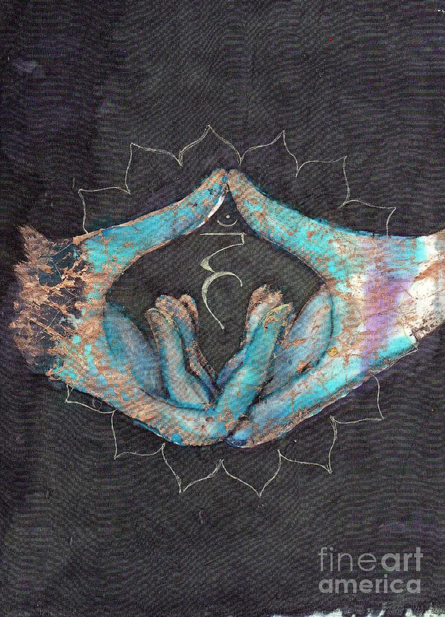 Vishuddha Throat Blue Hand Chakra Mudra Painting By Silk Alchemy