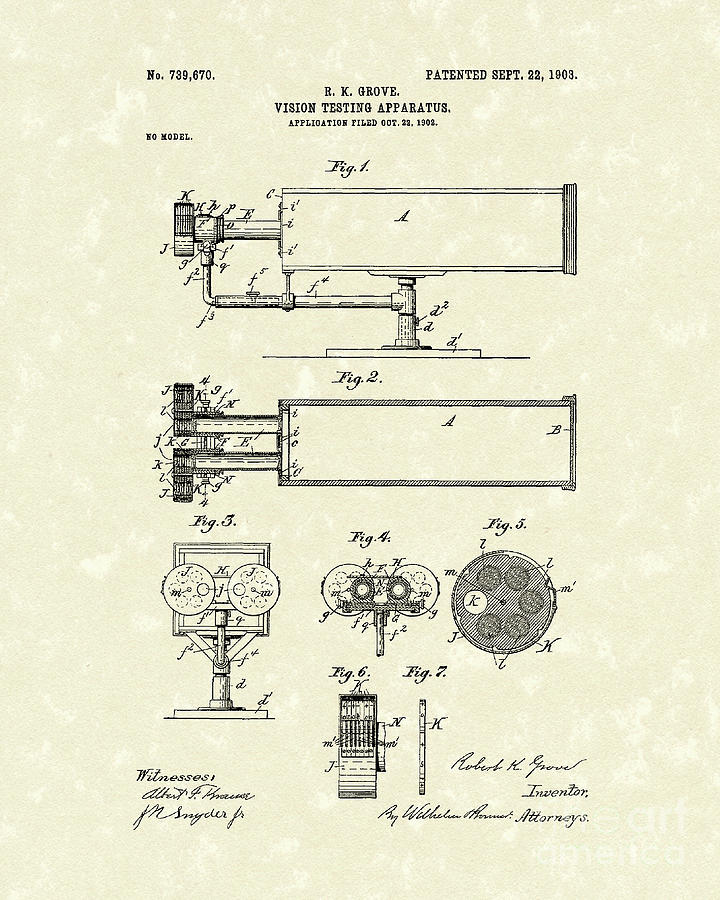 Vision Apparatus 1903 Patent Art Drawing by Prior Art Design