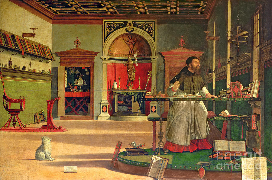 Vittore Carpaccio Painting - Vision of Saint Augustine by Vittore Carpaccio