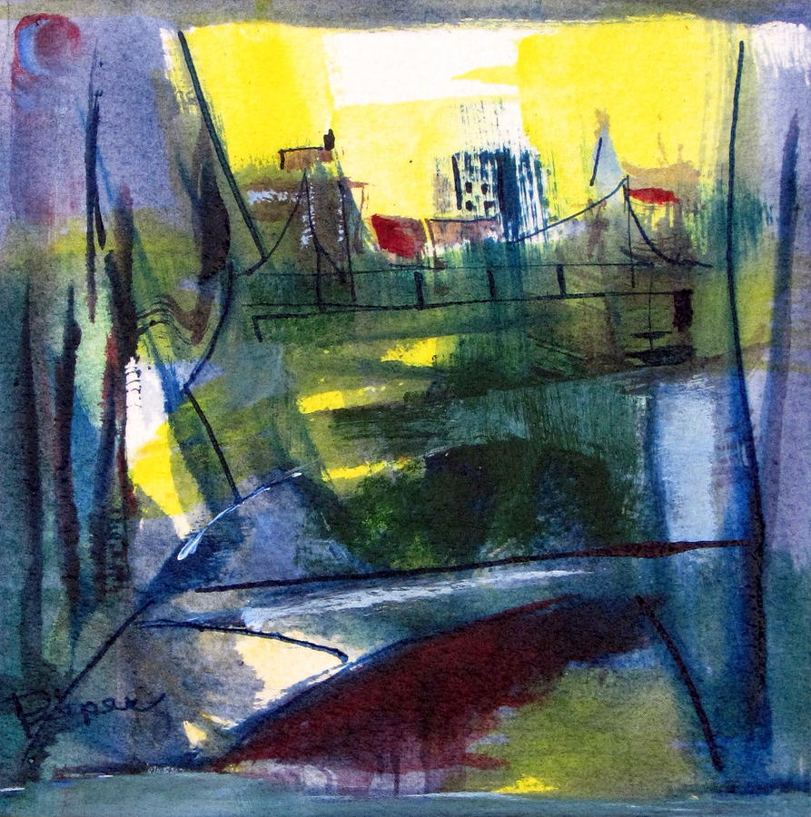 Visions of bridges and cities from the shadows of my mind Painting by Betty Pieper