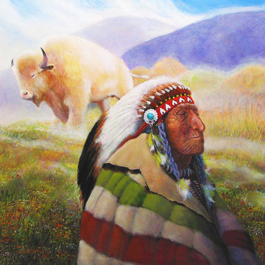 Visions Of The Sacred White Buffalo Painting by Charles Wallis - Pixels