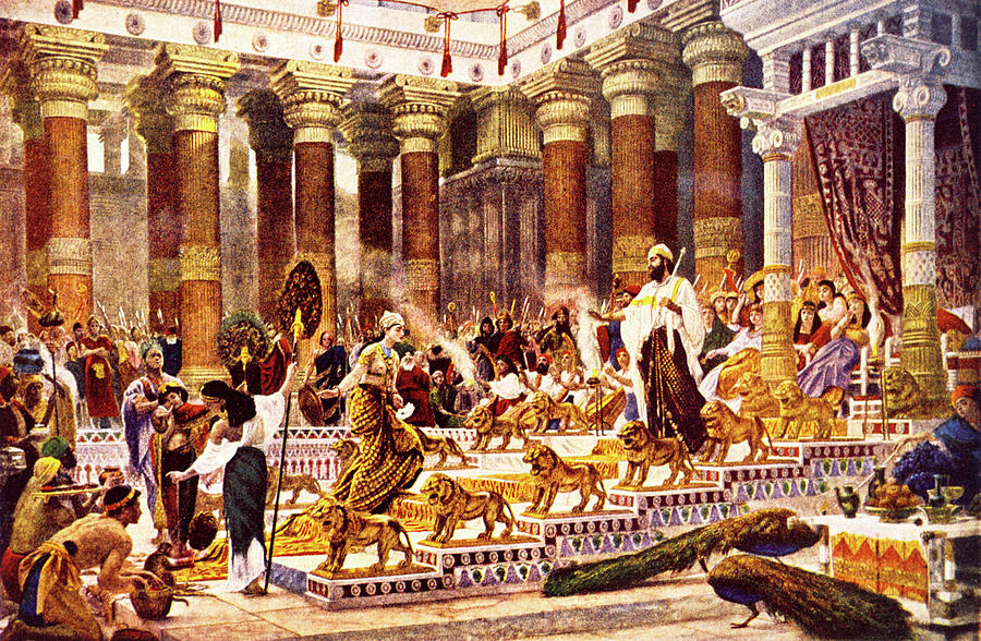 Visit Of Queen Of Sheba To King Solomon Painting by Vintage Images
