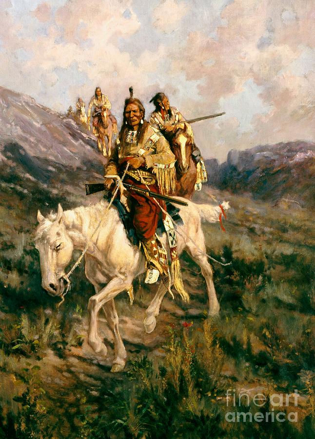 Horse Painting - Visit To Another Tribe by Edgar Samuel Paxson