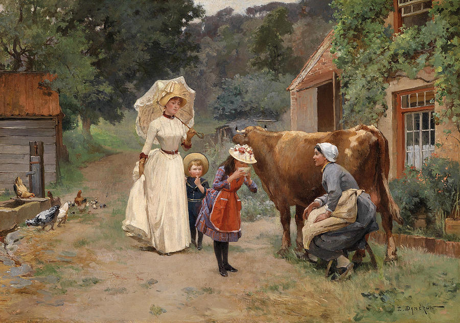 Visiting the Farm Painting by Emile Charles Dameron