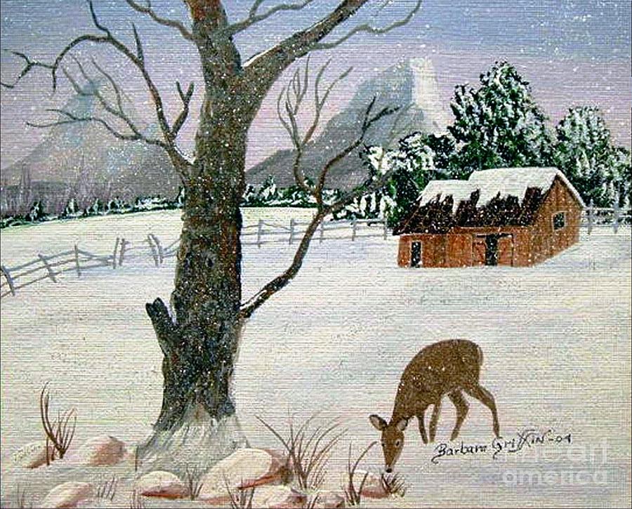 Visiting Young Doe Painting by Barbara A Griffin