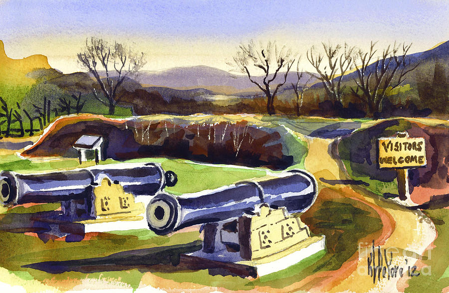 Visitors Welcome at Fort Davidson Painting by Kip DeVore