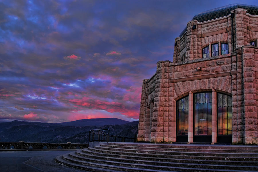 Vista House Sunset Photograph by Wes and Dotty Weber