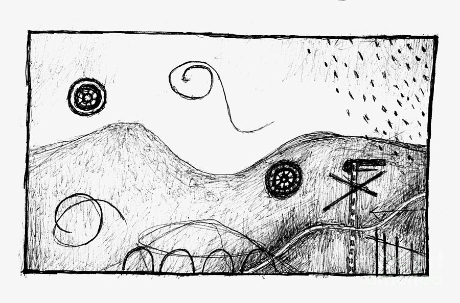 Visual Metaphors - Rolling Hills Drawing by Andy  Mercer