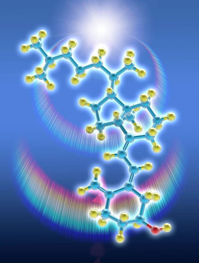 Vitamin D Molecule And Sun Flare Photograph by Alfred Pasieka/science Photo Library
