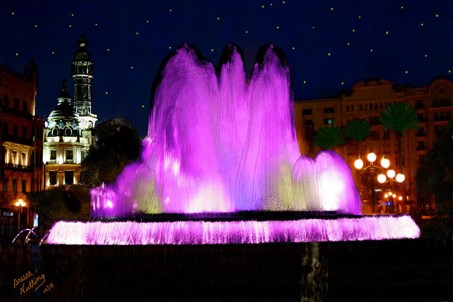 Vivacious Violet Fountain Painting by Bruce Nutting