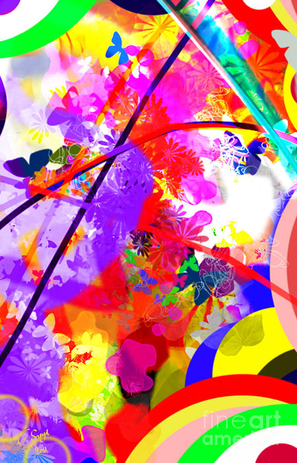 Colour Digital Art - Vivid and Bright Colours with Butterflies by George Sneyd