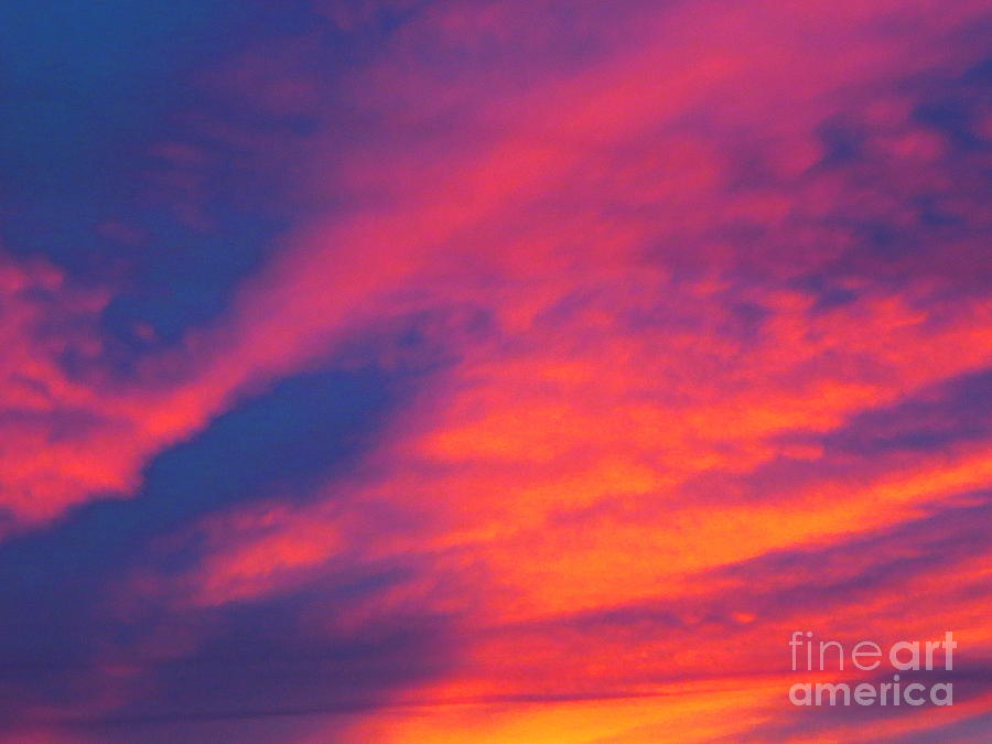 Vivid Purple Blue and Golden Orange Sunset Clouds. Photograph by Robert Birkenes