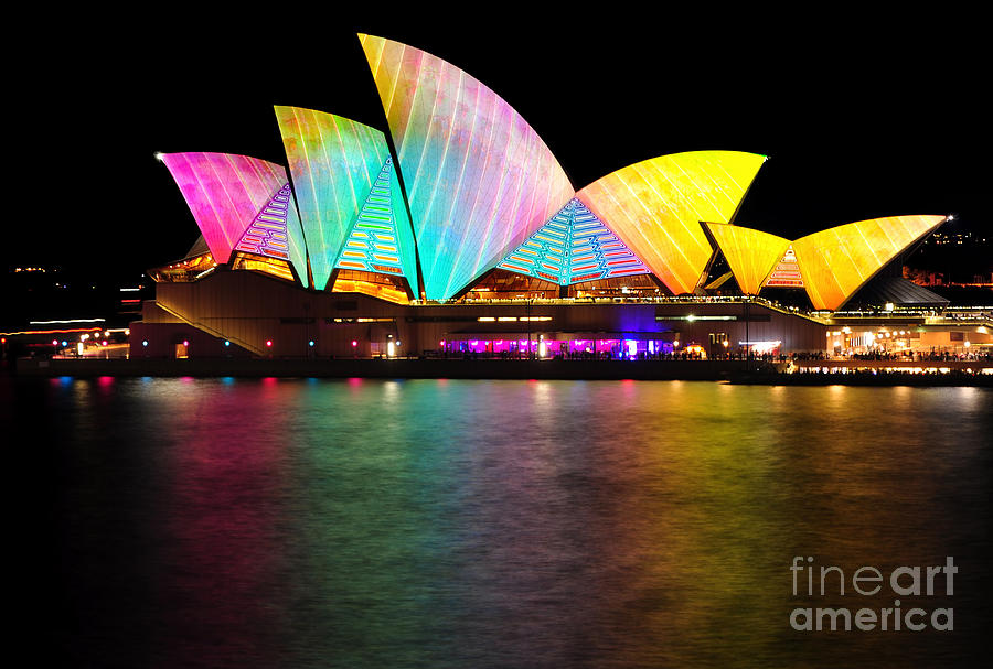 Pattern Photograph - Vivid Sydney 2014 - Opera House 1 by Kaye Menner by Kaye Menner